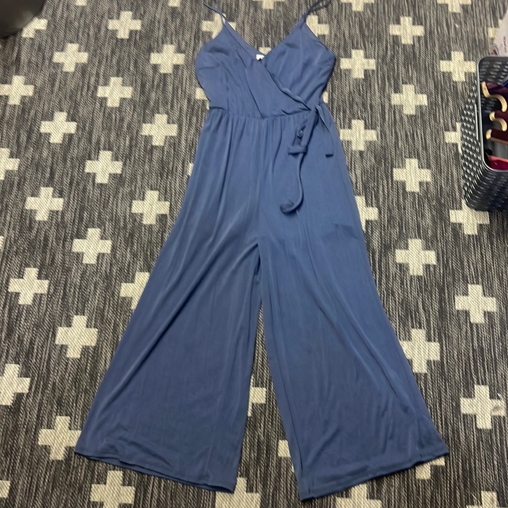 Sienna Sky Blue Wide‑Leg Jumpsuit with Wrap Top
